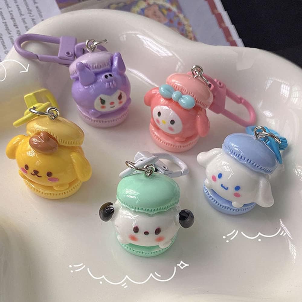 5 Pack Colored Macaron Anime Keychains Womens Cartoon Charms For Airpods Case, Personalized Animal Purse Charm Cute Keychain Women Customized Small Key Chains Pack