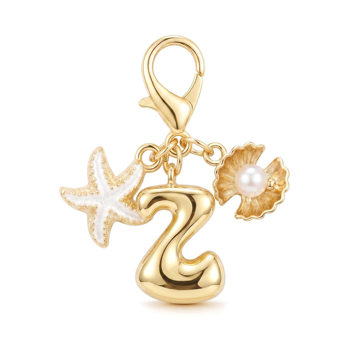 Angyape Bubble Letter Initial Keychain for Women Summer Beach Keychain Gold Bag Charms for Handbags Purse Accessories Gifts