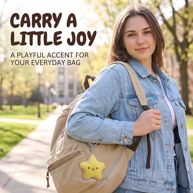 1Pcs Yellow Plush Star Keychain Backpack Accessories Doll Pendant Heart Healing in Addition to Serving as a Keychain Women's Keyrings and Keychains