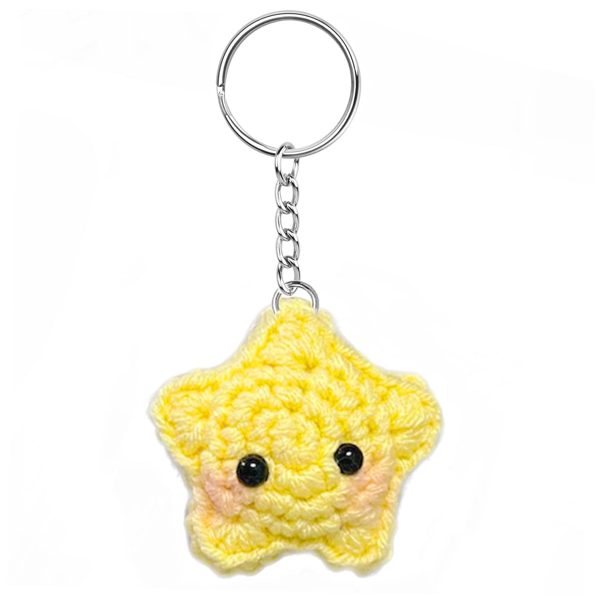 Agromusk Cute Star Keychain,Crochet Kawaii Blush Stars Purse Bag Charms