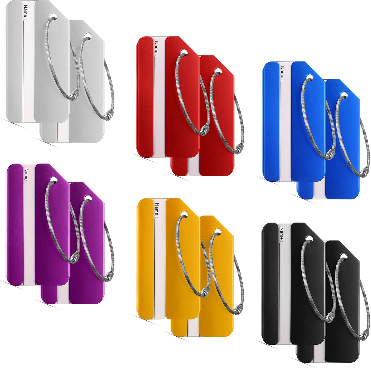 Weewooday 12 Pcs Metal Luggage Tags, Black