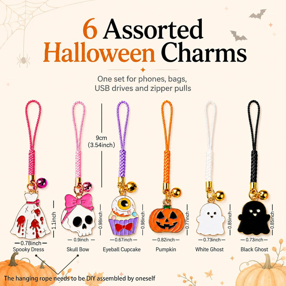 2026 Anime Mobile Phone Charms Halloween Spooky Keychain Lanyard