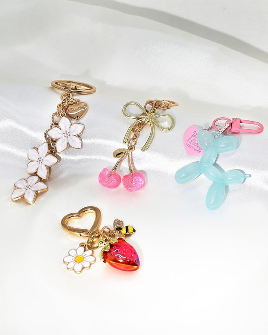 4 PCS Bag Charms for Handbags, Cute Cherry Keychain Purse Accessories