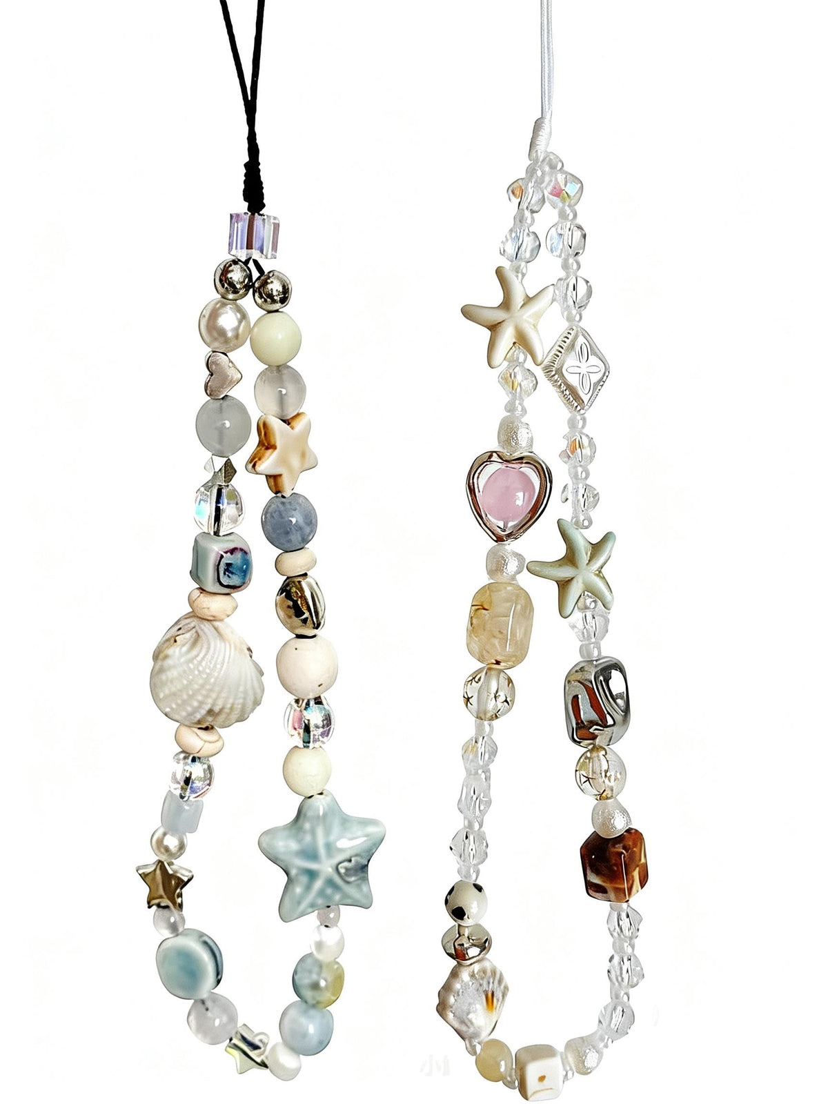 2 Pcs Phone Charm Strap Hand for iPhone Wrist Strap Camera Lanyard Pearl Beaded Cute Chain String Accessories Universal for iPhone 17 Pro 16 15 Samsung Women Girls Keychain Pearl Heart and Butterfly