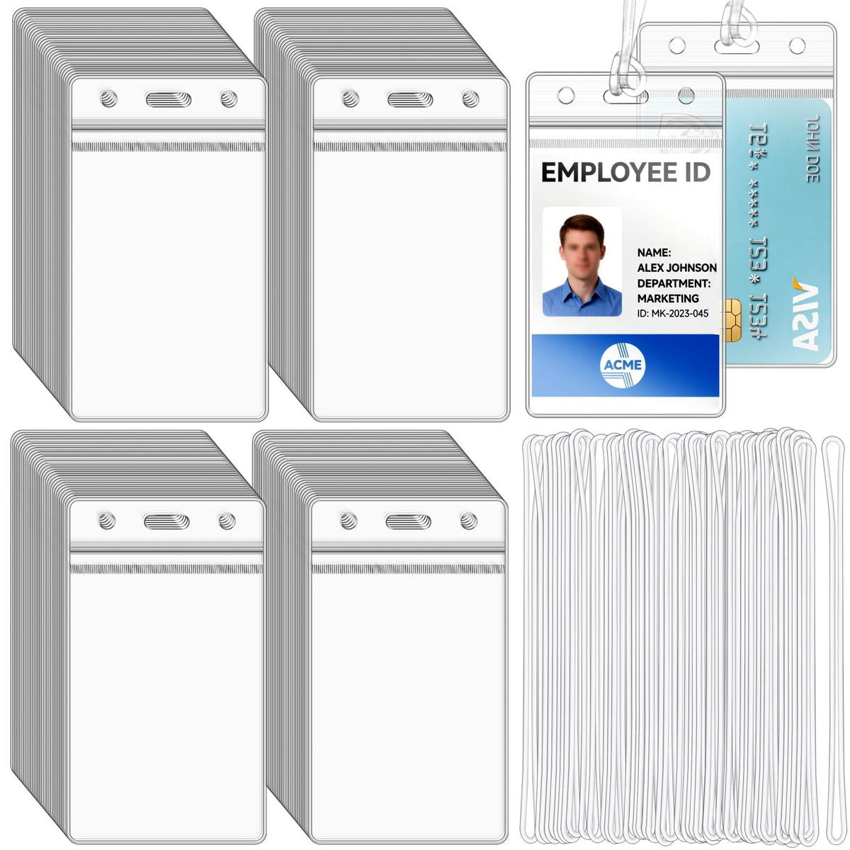 Oomcu 30 Clear Luggage Tag Holders with Straps, Cruise ID Badges