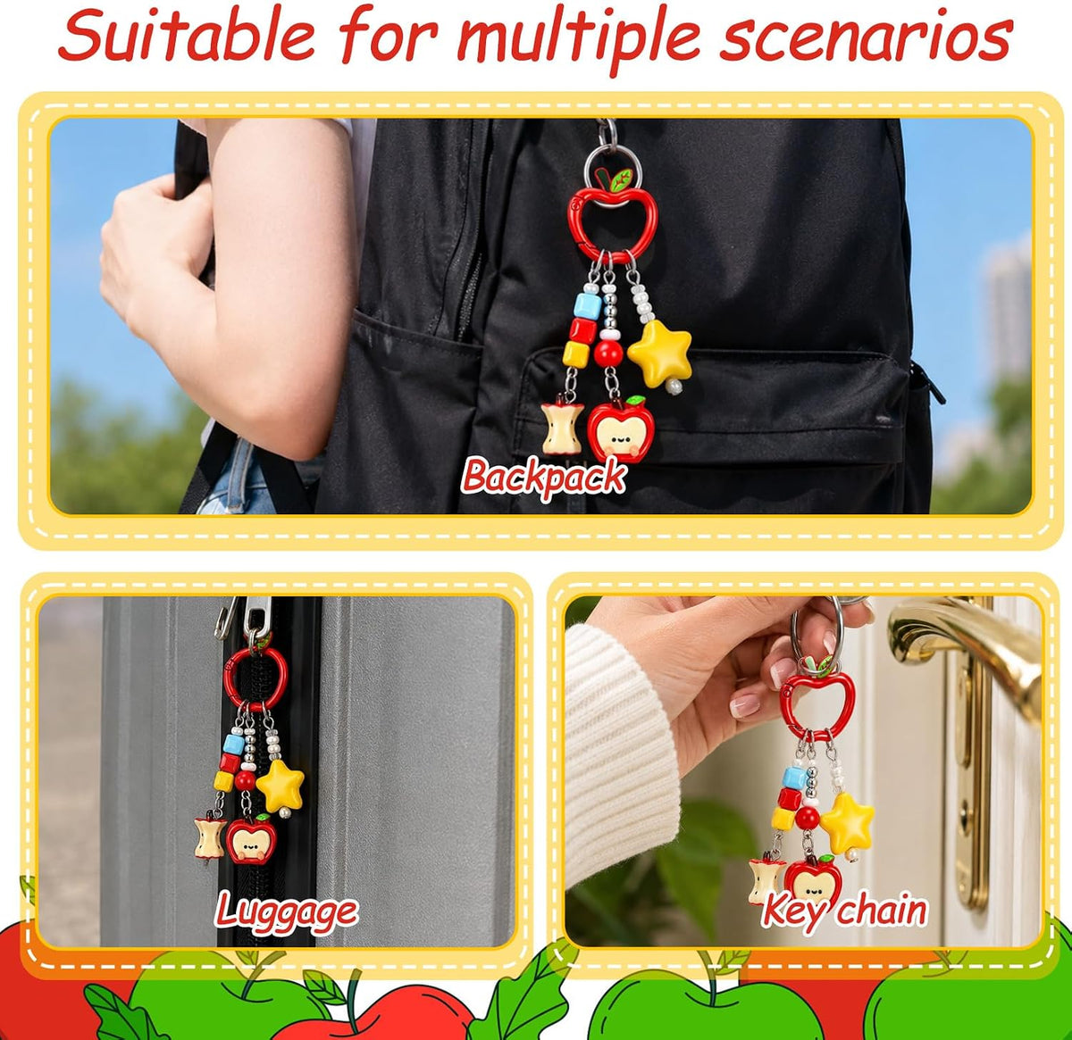 Ymapinc Apple Beaded Phone Keychain