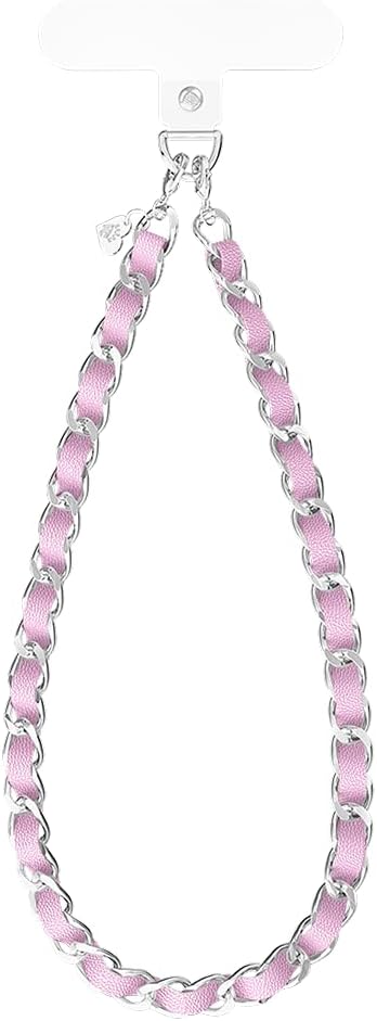 VELVET CAVIAR Leather Chain Phone Charm Wrist Strap - Cute Lanyard Accessory for Women - Fits all Phone Cases (Pink)