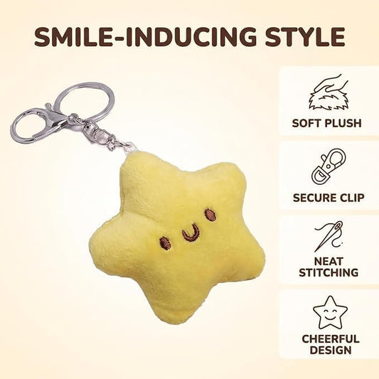 1Pcs Yellow Plush Star Keychain Backpack Accessories Doll Pendant Heart Healing in Addition to Serving as a Keychain Women's Keyrings and Keychains