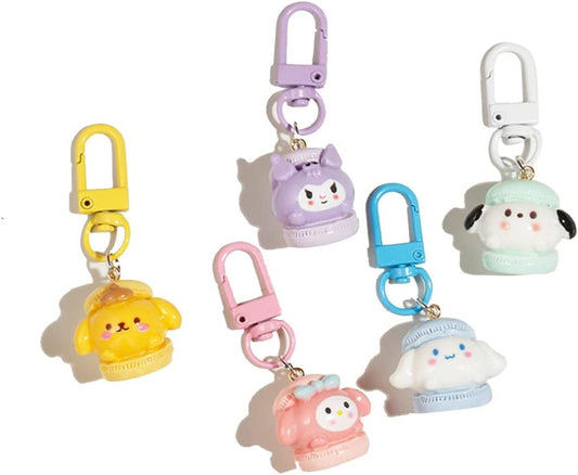 5 Pack Colored Macaron Anime Keychains Womens Cartoon Charms For Airpods Case, Personalized Animal Purse Charm Cute Keychain Women Customized Small Key Chains Pack