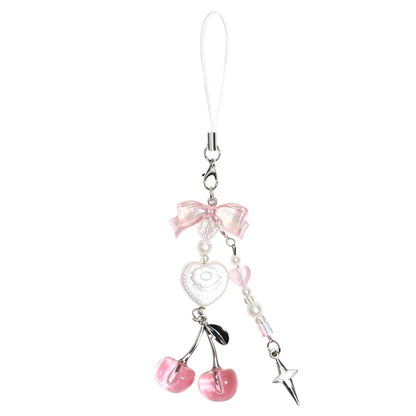 Cute Phone Charms Strap, Y2K Aesthetic Cellphone Keychain, Pink Butterfly Star Strap Accessories for Women, Pendants Decor for Bag Purse Camera Backpack Airpods(Bowknot Rope)