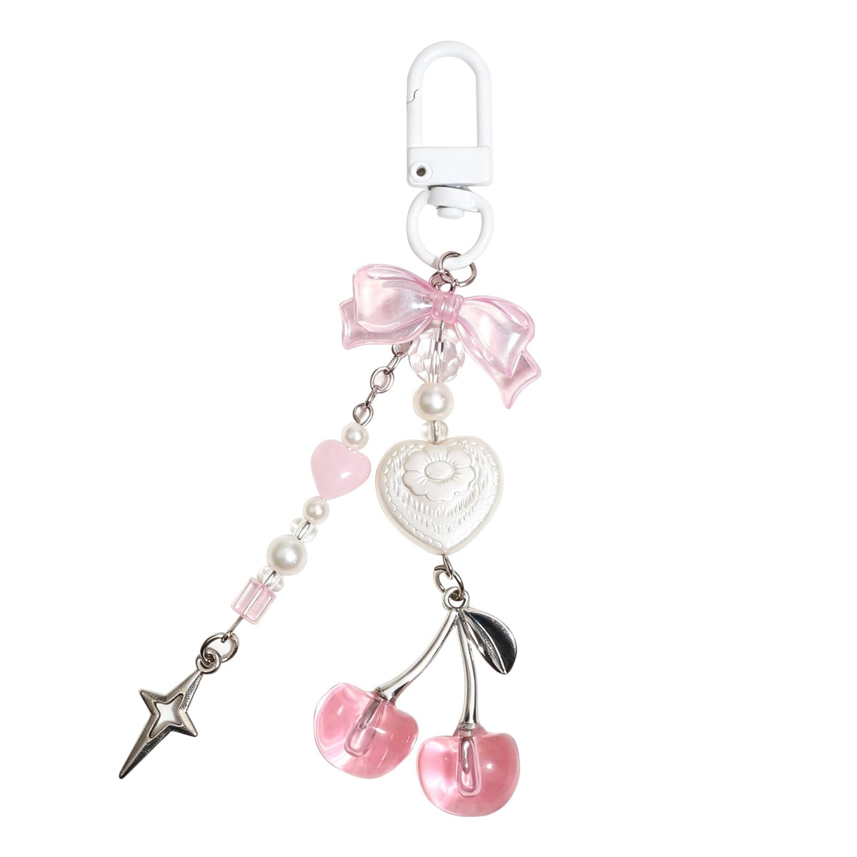 Cute Phone Charms Strap, Y2K Aesthetic Cellphone Keychain, Pink Butterfly Star Strap Accessories for Women, Pendants Decor for Bag Purse Camera Backpack Airpods(Bowknot Rope)