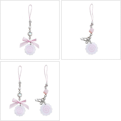 Cute Japanese Style Phone Charm Fish Cake Heart Bead Bag Pendant Keyring Keychain Perfect for Camera Phones and Key