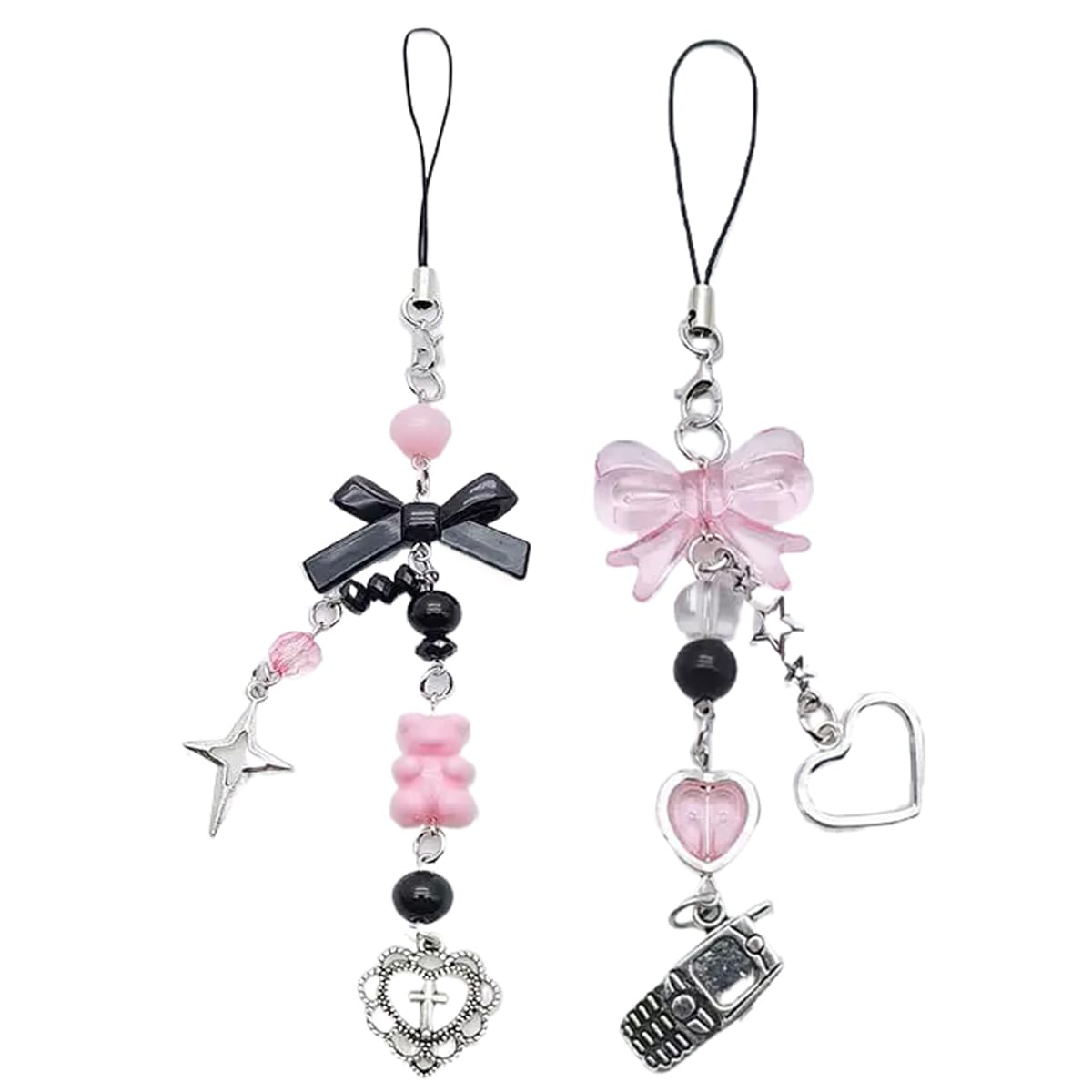 1-4PCS Cute Phone Charms Aesthetic Y2K Cell Phone Charms Strap Strawberry Butterfly Star PhoneCharm Y2K Accessories for Bag Keychain Airpods Camera Pendants Decor