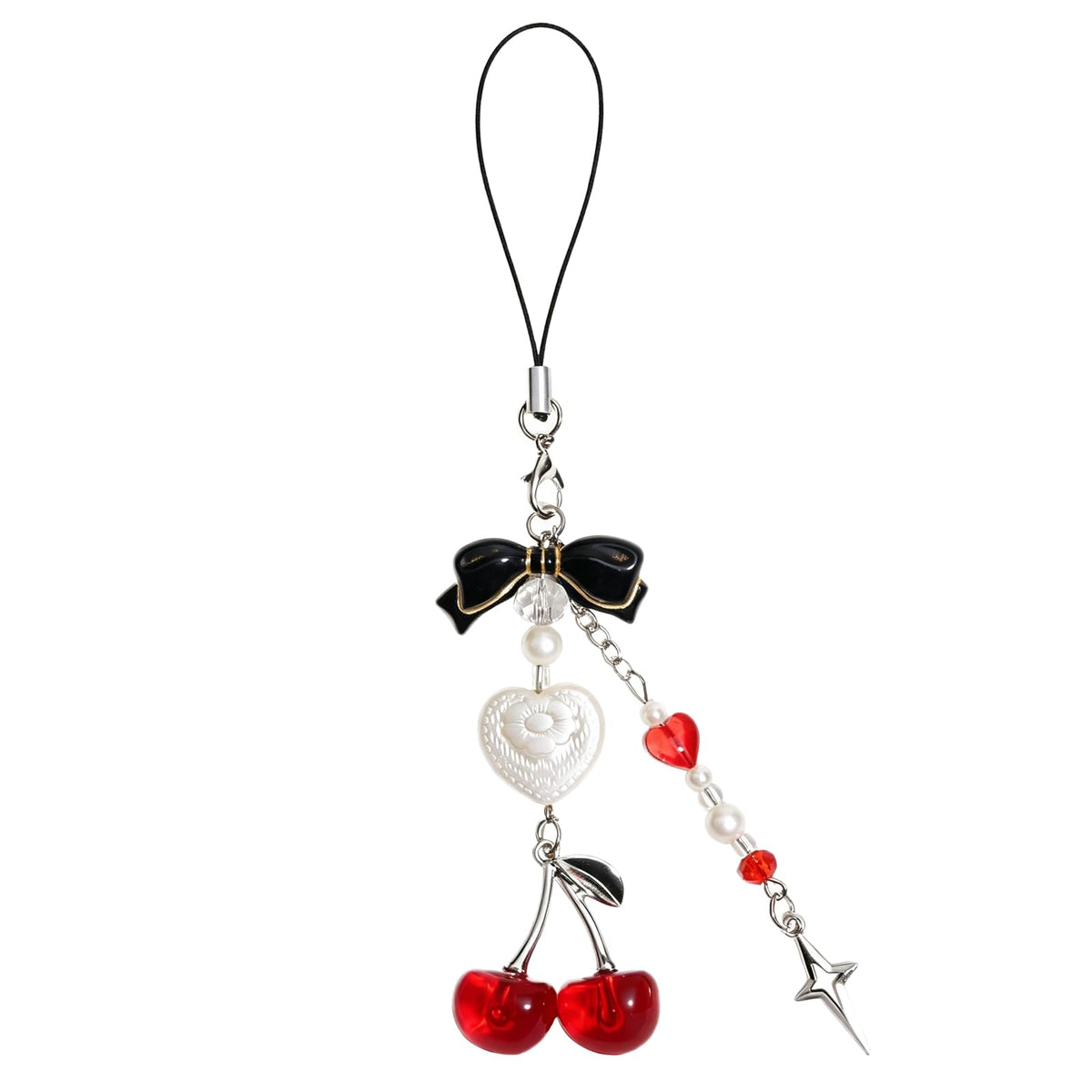 Cute Phone Charms Strap, Y2K Aesthetic Cellphone Keychain, Pink Butterfly Star Strap Accessories for Women, Pendants Decor for Bag Purse Camera Backpack Airpods(Bowknot Rope)