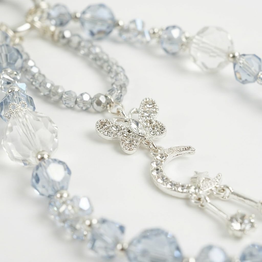 Bloomish Phone Charm, Crystal & Rhinestone Bow Beads Strap - Wristlet Lanyard for Women, Sparkly Bling Cellphone Chain, Purse, or Keys Elegant Accessory & Gift