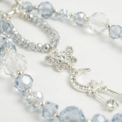 Bloomish Phone Charm, Crystal & Rhinestone Bow Beads Strap - Wristlet Lanyard for Women, Sparkly Bling Cellphone Chain, Purse, or Keys Elegant Accessory & Gift