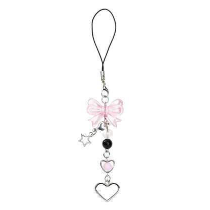 Cute Phone Charms Strap, Y2K Aesthetic Cellphone Keychain, Pink Butterfly Star Strap Accessories for Women, Pendants Decor for Bag Purse Camera Backpack Airpods(Bowknot Rope)
