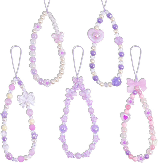 5 PCS Beaded Phone Charms, Bag Charms & Wrist Straps