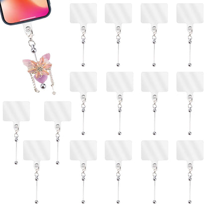 15 Pack Beadable Phone Charms with Blank Bar Smartphone Tether Tap Universal Lanyard Patch Accessories for Cell Mobile Phone