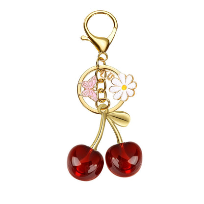 Agromusk Cute Cherry Keychain,Kawaii Cherry Bag Purse Charms,Car Keys Decor