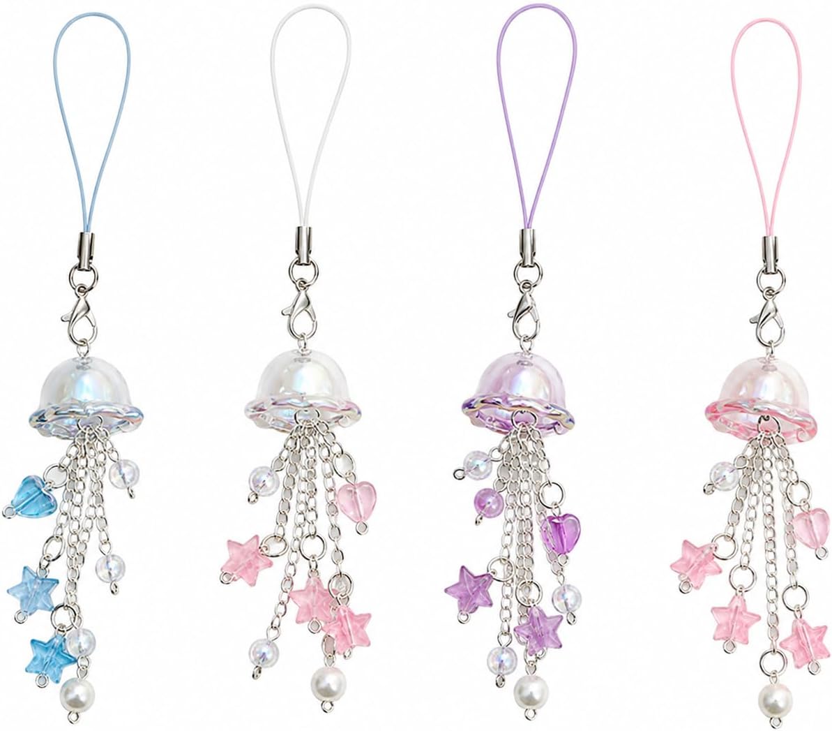 4PCS Jellyfish Keychain, Y2K Cute Phone Charms for Phones & Bags