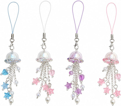 4PCS Jellyfish Keychain, Y2K Cute Phone Charms for Phones & Bags