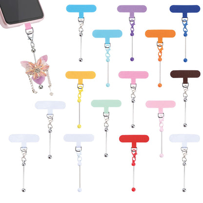 15 Pack Beadable Phone Charms with Blank Bar Smartphone Tether Tap Universal Lanyard Patch Accessories for Cell Mobile Phone