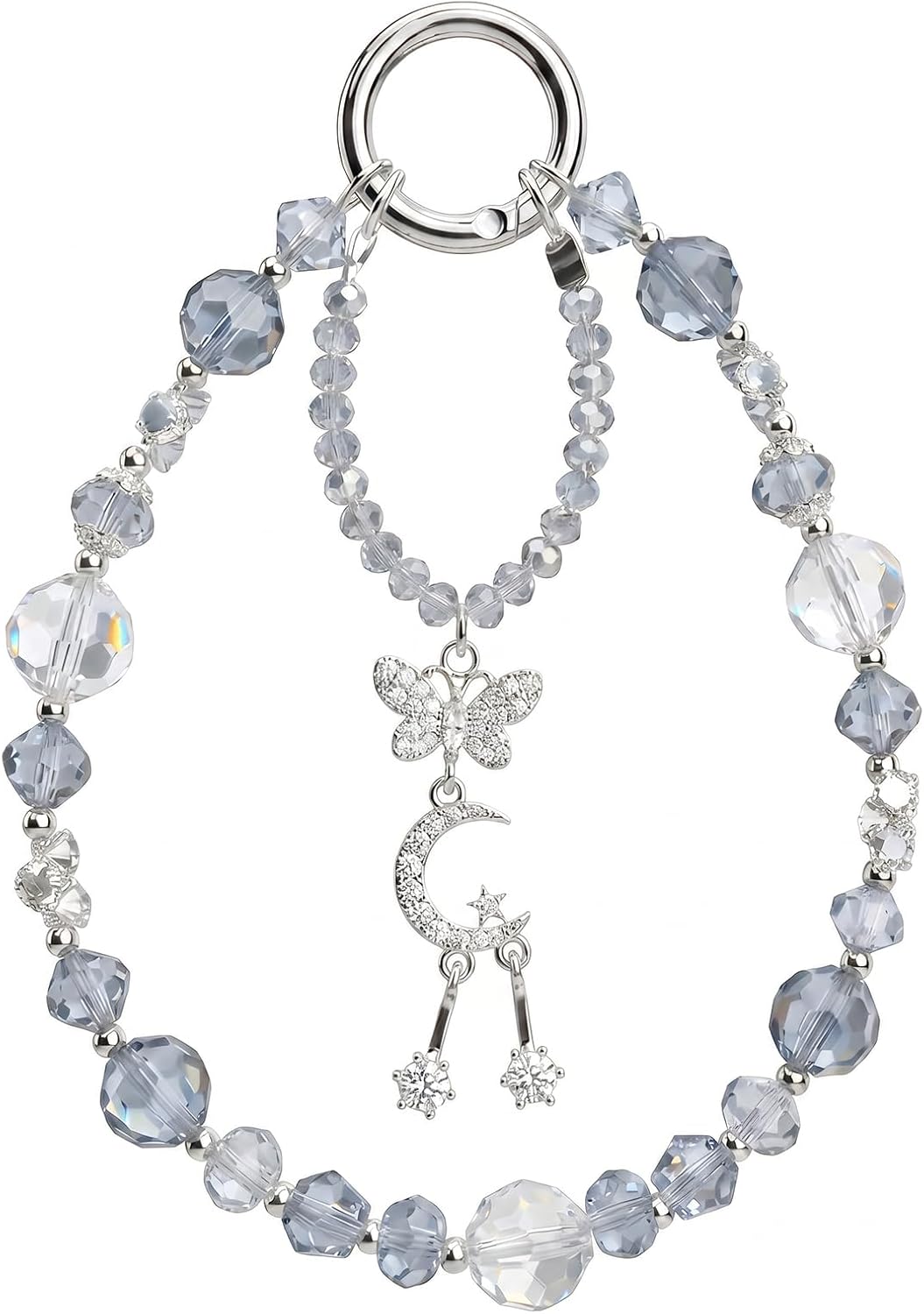 Bloomish Phone Charm, Crystal & Rhinestone Bow Beads Strap - Wristlet Lanyard for Women, Sparkly Bling Cellphone Chain, Purse, or Keys Elegant Accessory & Gift