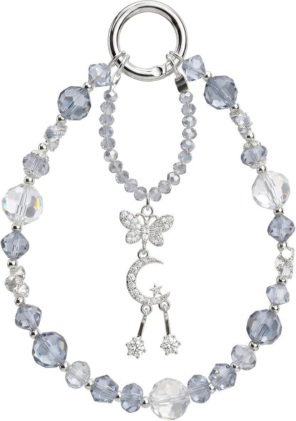 Bloomish Phone Charm, Crystal & Rhinestone Bow Beads Strap - Wristlet Lanyard for Women, Sparkly Bling Cellphone Chain, Purse, or Keys Elegant Accessory & Gift