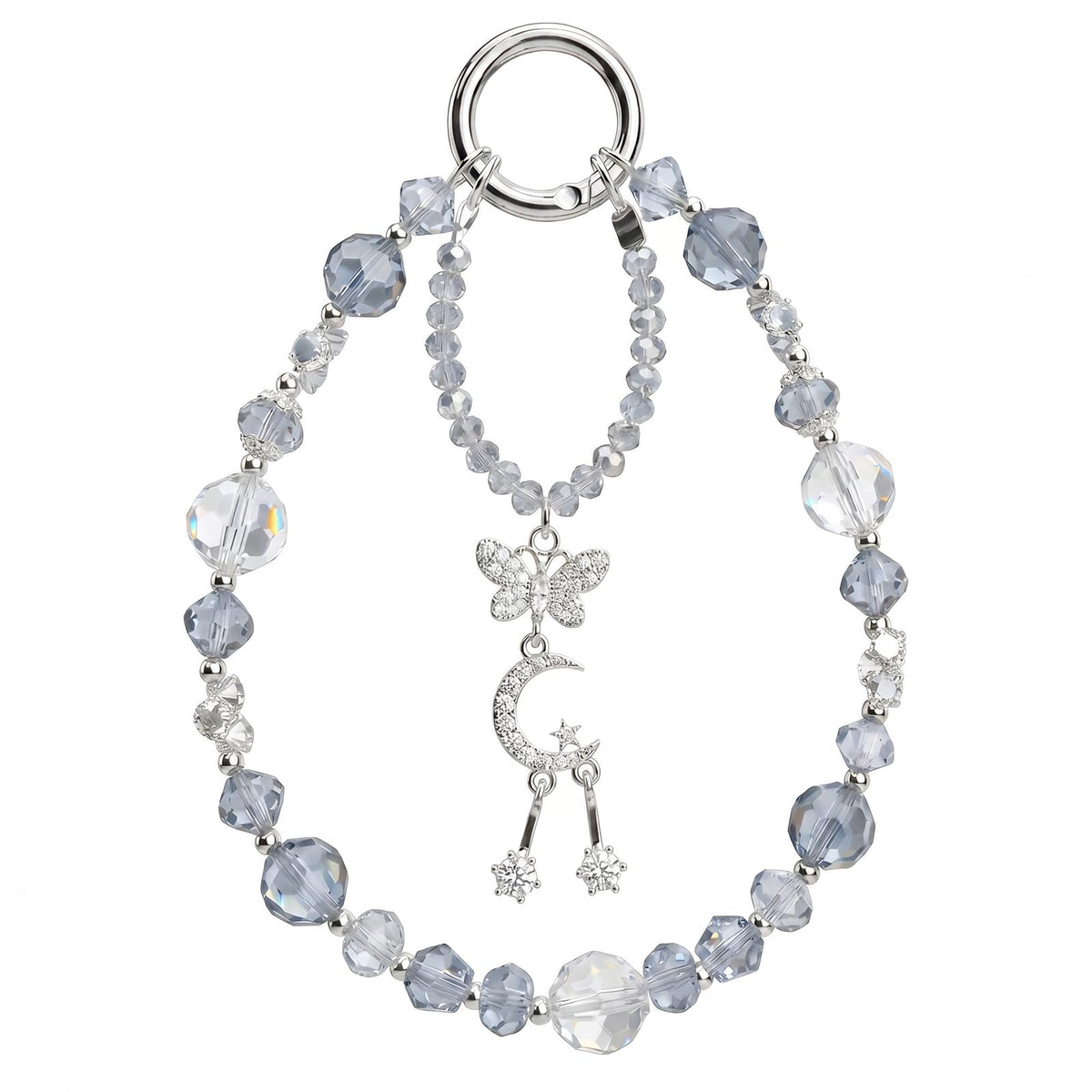 Bloomish Phone Charm, Crystal & Rhinestone Bow Beads Strap - Wristlet Lanyard for Women, Sparkly Bling Cellphone Chain, Purse, or Keys Elegant Accessory & Gift