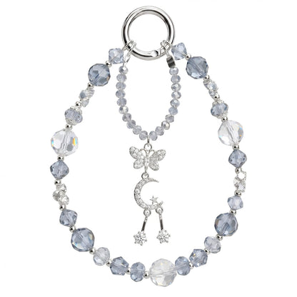 Bloomish Phone Charm, Crystal & Rhinestone Bow Beads Strap - Wristlet Lanyard for Women, Sparkly Bling Cellphone Chain, Purse, or Keys Elegant Accessory & Gift