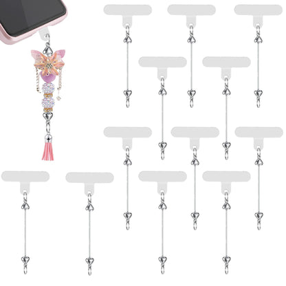 15 Pack Beadable Phone Charms with Blank Bar Smartphone Tether Tap Universal Lanyard Patch Accessories for Cell Mobile Phone