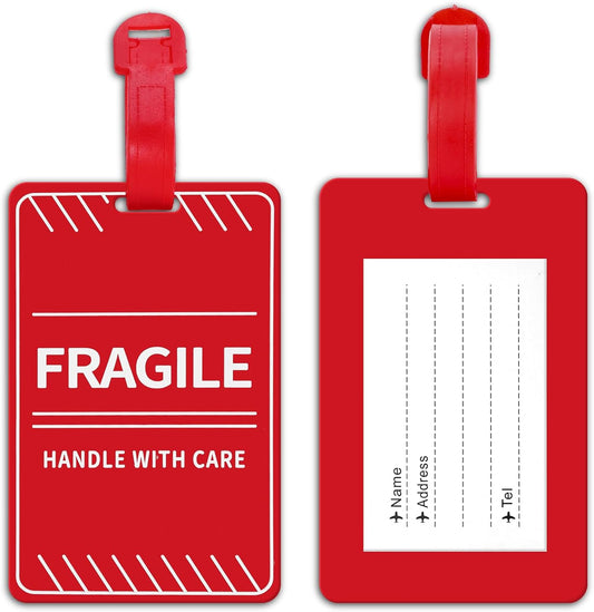MEDMAX 2 Pack Fragile Luggage Tag with Name ID Card