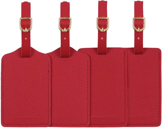 Vigorport Luggage Tags, Leather Personalized Suitcase Tag Set of 4 Pack