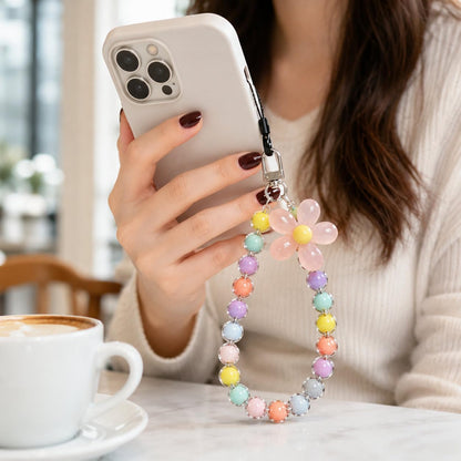 4PCS Flower Keychain, Cute Beaded Phone Strap & Phone Chain for Case