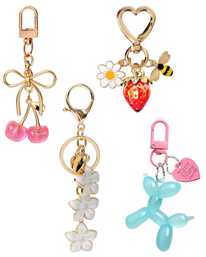 4 PCS Bag Charms for Handbags, Cute Cherry Keychain Purse Accessories