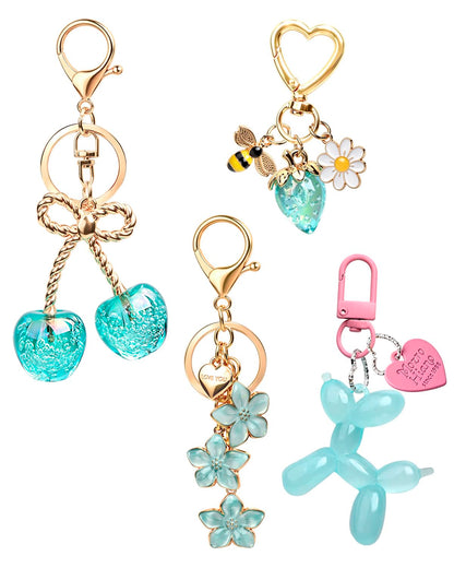 4 PCS Bag Charms for Handbags, Cute Cherry Keychain Purse Accessories