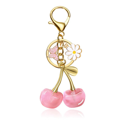 Agromusk Cute Cherry Keychain,Kawaii Cherry Bag Purse Charms,Car Keys Decor