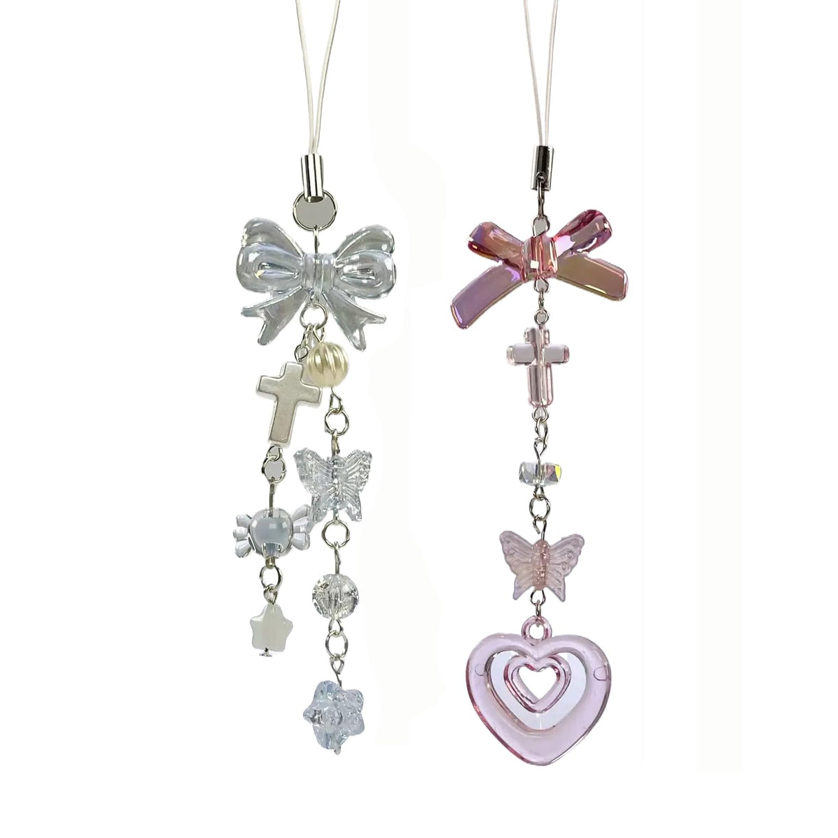 1-4PCS Cute Phone Charms Aesthetic Y2K Cell Phone Charms Strap Strawberry Butterfly Star PhoneCharm Y2K Accessories for Bag Keychain Airpods Camera Pendants Decor