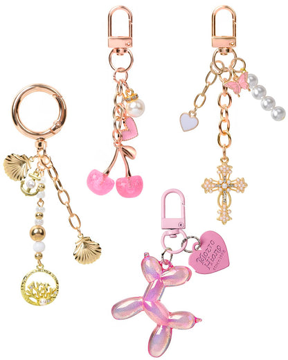 4 PCS Bag Charms for Handbags, Cute Cherry Keychain Purse Accessories