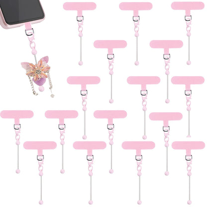 15 Pack Beadable Phone Charms with Blank Bar Smartphone Tether Tap Universal Lanyard Patch Accessories for Cell Mobile Phone