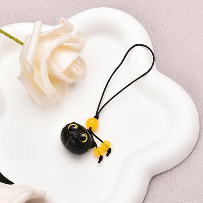 Black Cat Phone Charm Cute Cat Keychain for Backpack Purse Accessories Unisex 3D Novelty Birthday Gifts for Cat Lovers