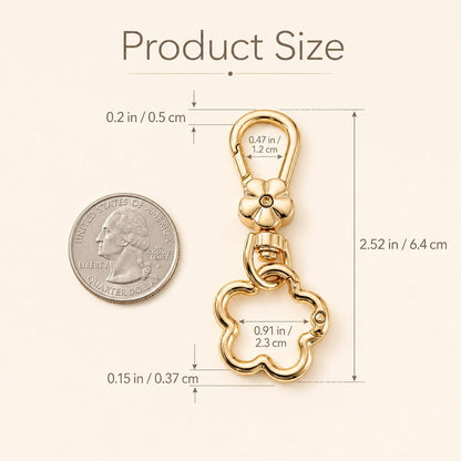 2 Pcs Key Holder for Purse, Gold Flower Swivel Keychain Clip Clasp