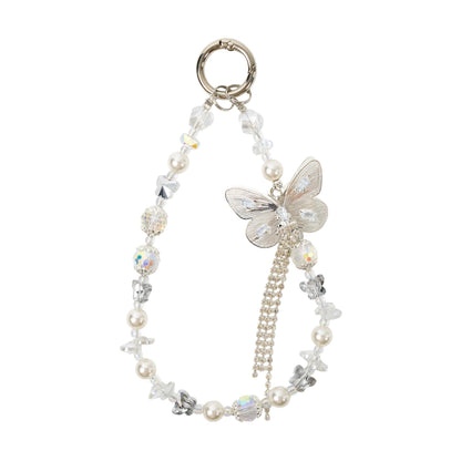 Bloomish Phone Charm, Crystal & Rhinestone Bow Beads Strap - Wristlet Lanyard for Women, Sparkly Bling Cellphone Chain, Purse, or Keys Elegant Accessory & Gift