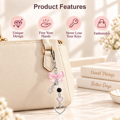 Cute Phone Charms Strap, Y2K Aesthetic Cellphone Keychain, Pink Butterfly Star Strap Accessories for Women, Pendants Decor for Bag Purse Camera Backpack Airpods(Bowknot Rope)