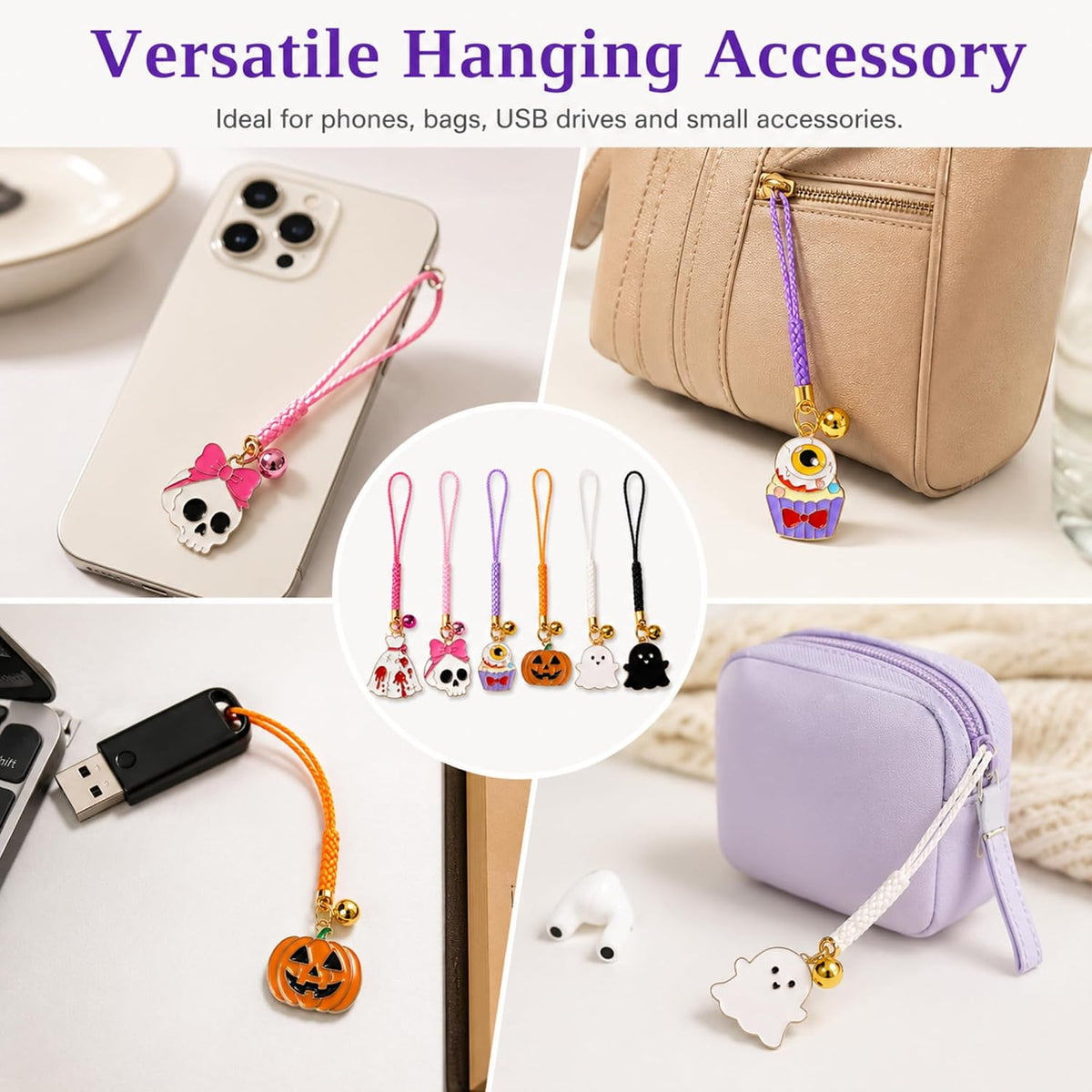 2026 Anime Mobile Phone Charms Halloween Spooky Keychain Lanyard