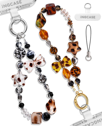 2Pcs phone charm wrist strap with Crystal Beaded