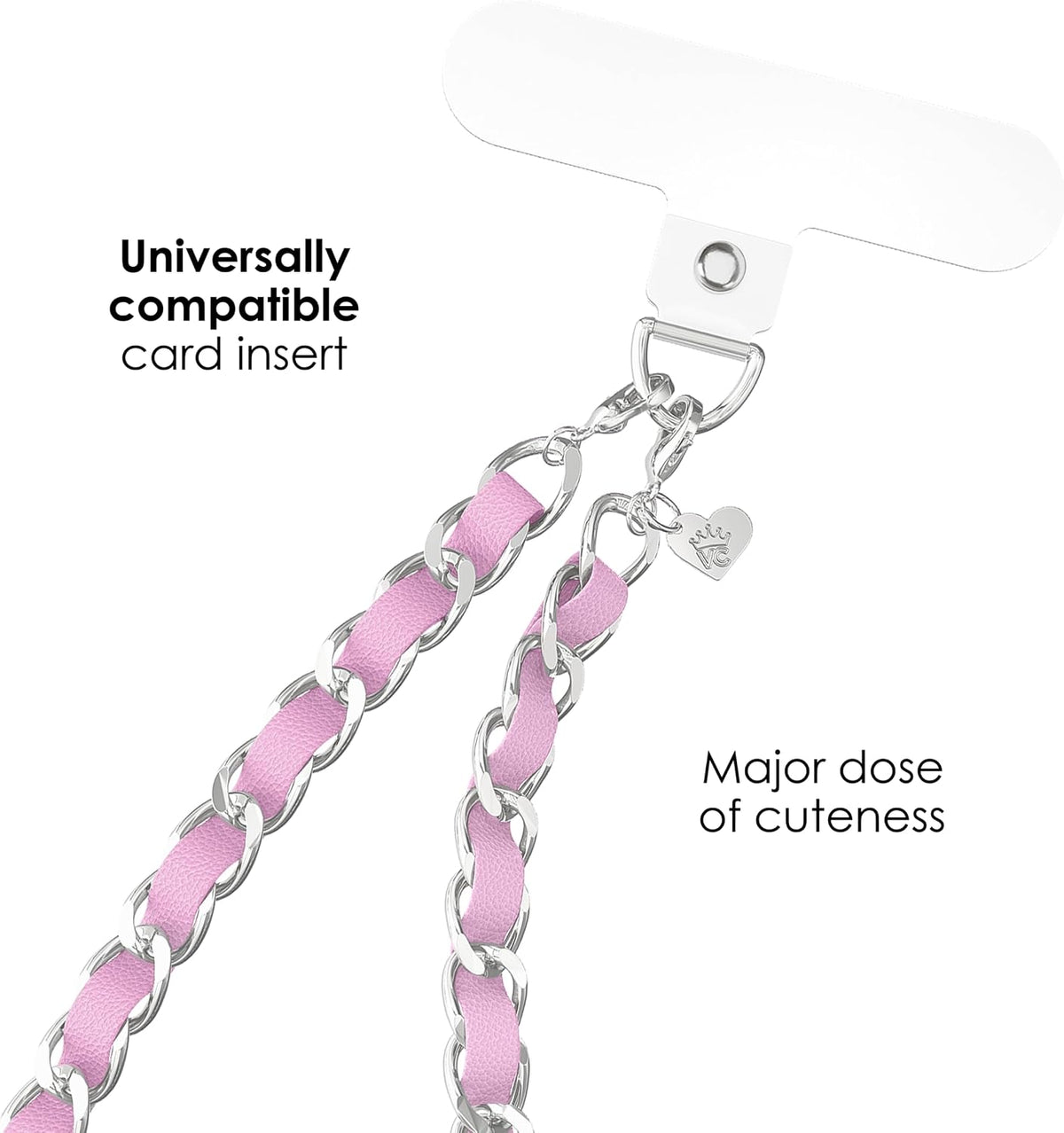 VELVET CAVIAR Leather Chain Phone Charm Wrist Strap - Cute Lanyard Accessory for Women - Fits all Phone Cases (Pink)