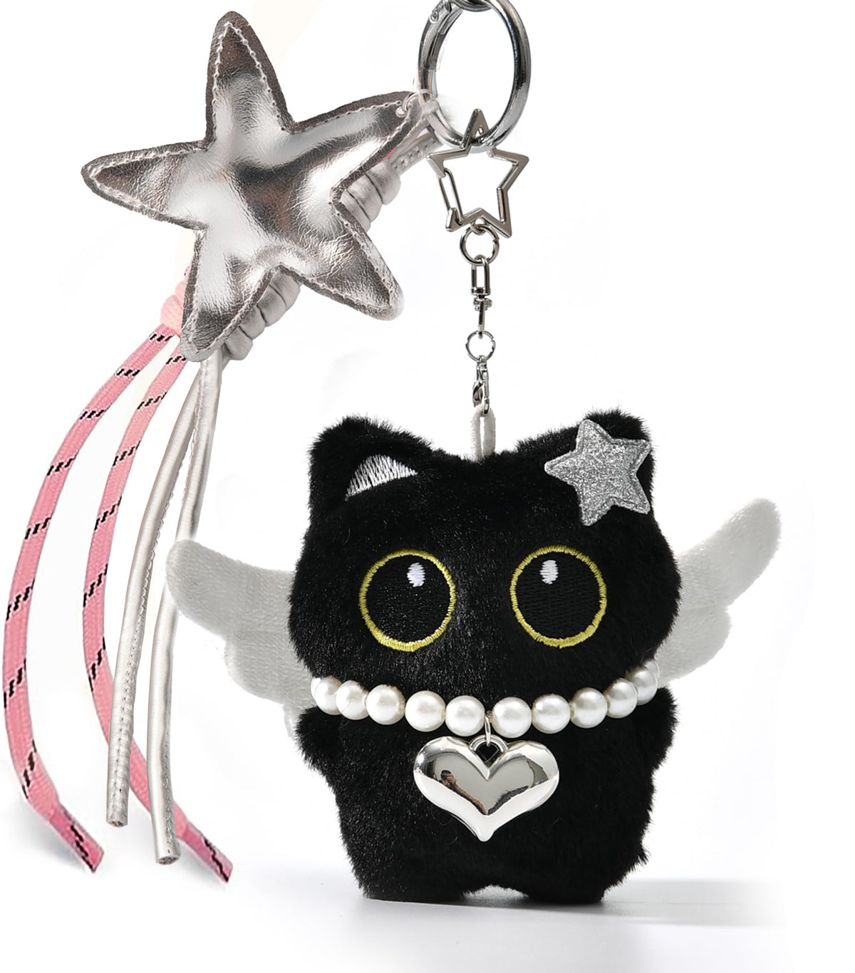 Bag Charm Cute Black Cat Plush Keychain Backpack Purse Key Chain Accessories Gifts for Women