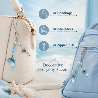 Blue Dolphin Phone Charm Keychain, Aesthetic Y2K Cell Phone Charm Cute, Beaded Pendant Accessory, Phone Decor Accessories, Keychain Accessories for Women